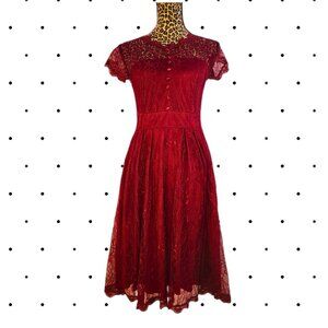 OWIN Red wine lace dress SIZE M